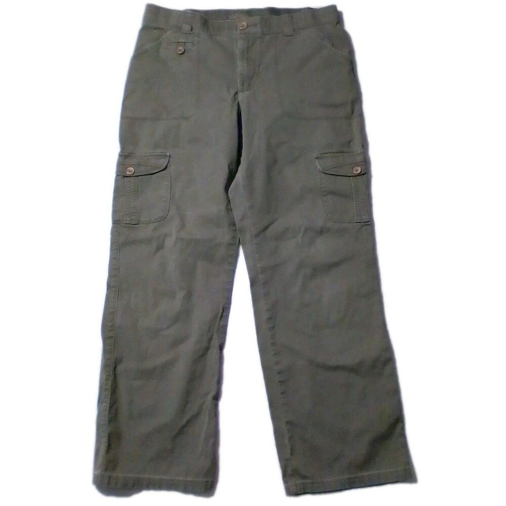 Lee Comfort 32/29 Green Straight Leg Khaki Pants Women's Stretch Waist Adult